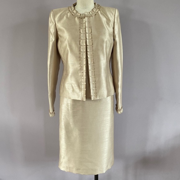 Kasper Jackets & Blazers - Kasper gold three piece skirt suit
